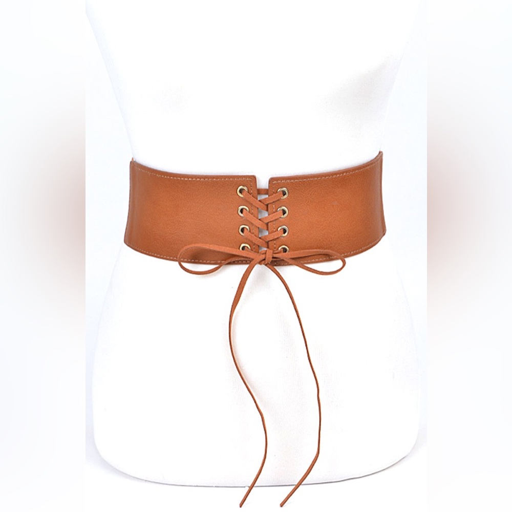 Vegan Leather Wide Corset Statement Belt - Picture 4 of 6